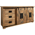 Sideboard aus Massivholz und Metall mit geschlossenem Stauraum
