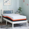 Die Matratze misst 80 x 160 cm in Weiss und Grau