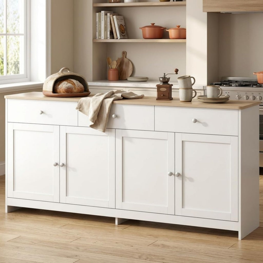 Sideboard mit 4 Tueren, 3 Schubladen und verstellbaren Ablagen