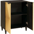 Sideboard mit den Massen 60 x 33 x 75 cm in Schwarz und Naturbraun und Gold