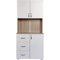 Hochschrank in Weiss und Eichenbraun