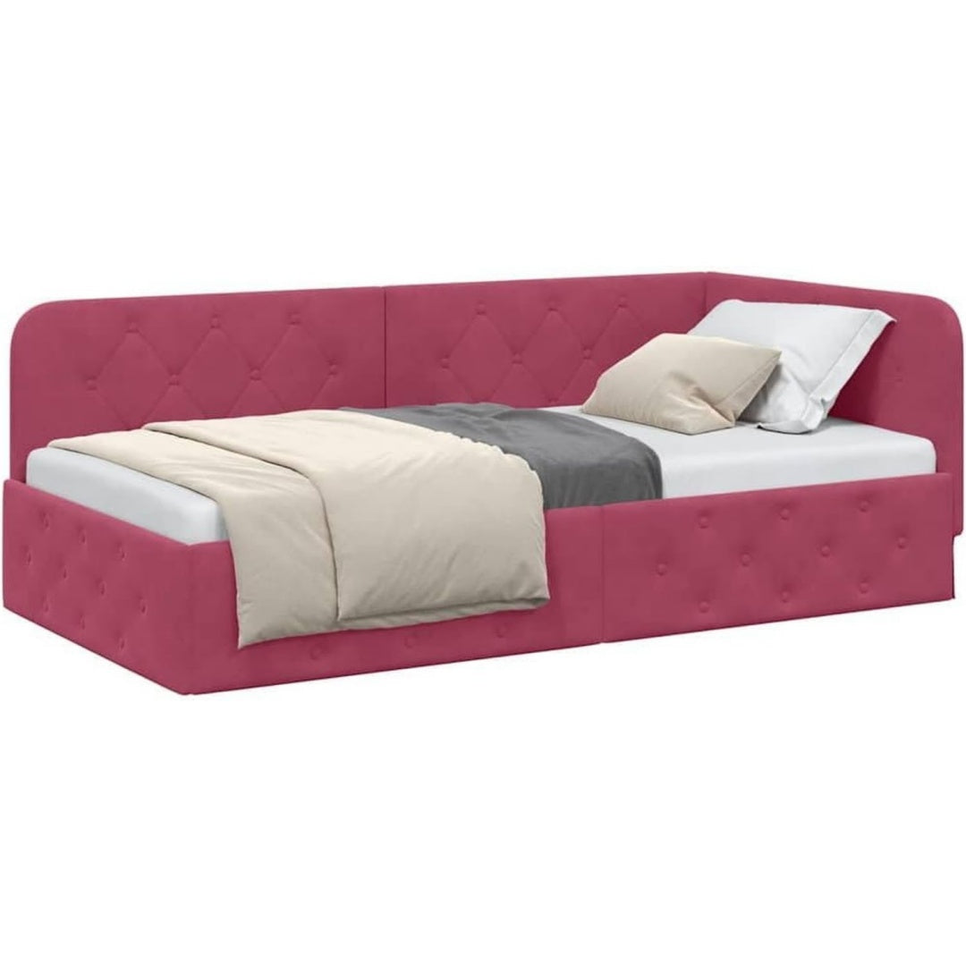 Das Bettgestell misst 90 x 190 cm aus Samt