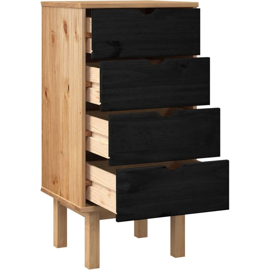 Sideboard aus Kiefernholz in Schwarz