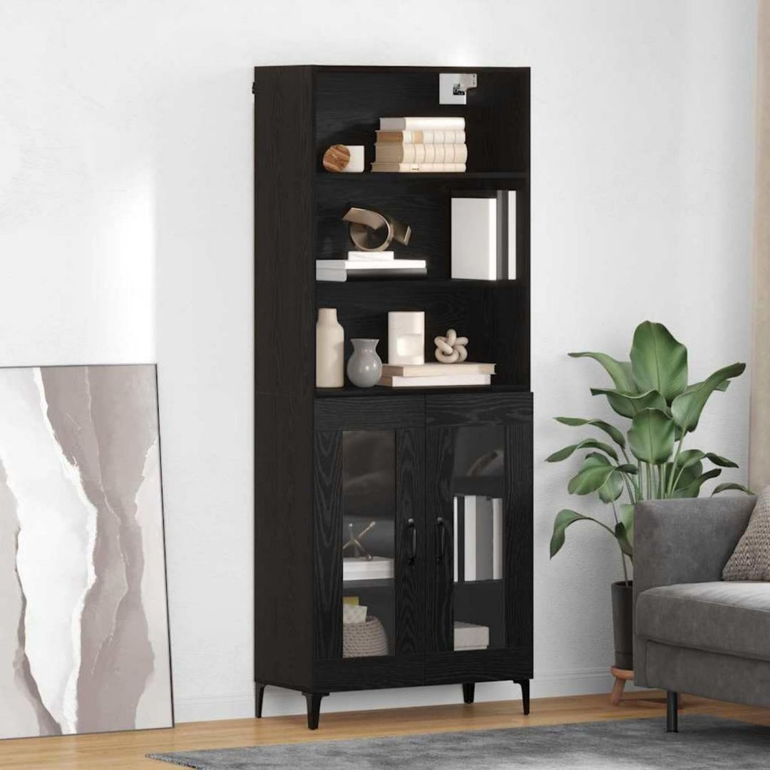 3 Schubladen und 2 Tueren an dem Hochschrank