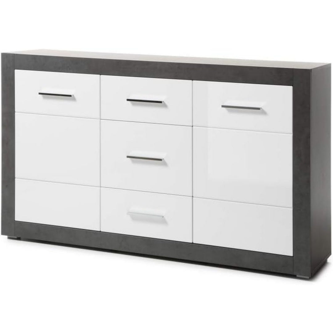 Sideboard mit Schubladen, geschlossenem Stauraum und glaenzenden Oberflaechen