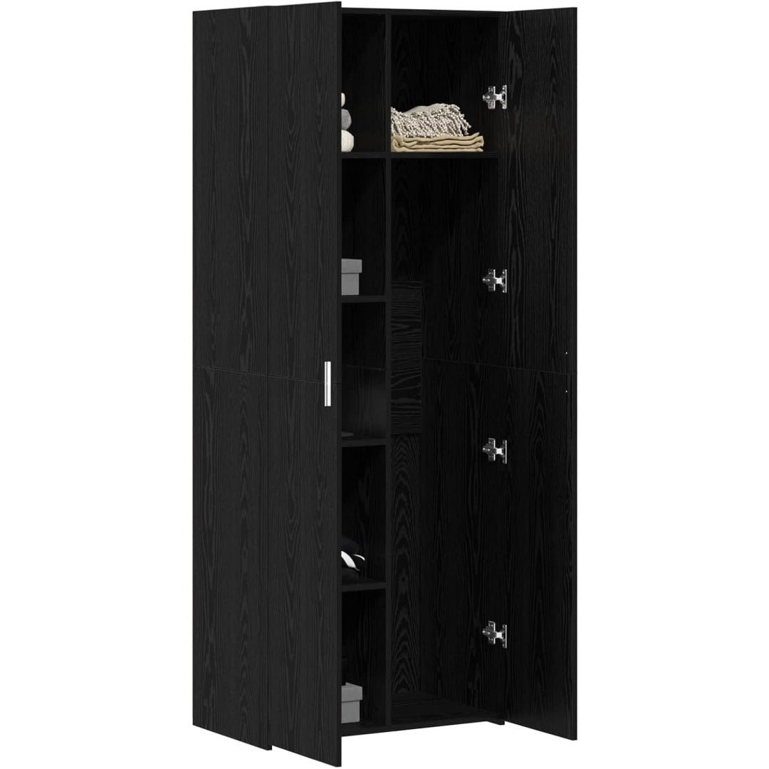 Sideboard mit den Massen 70 x 42.5 x 185 cm in Schwarz und Eichenbraun