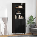 Hochschrank in Schwarz und Eichenbraun mit 2 Tueren